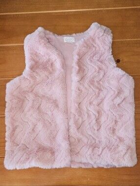 Little Girls Pink Mud Pie Fur Toddler Vest Size 4-5T
